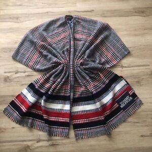 Tommy Hilfiger Women's Striped Plaid Cape - Red, Blue, Black